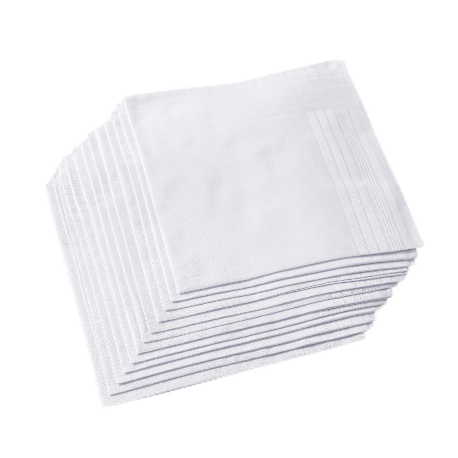 Ricosky Men’s Pure White 100% Cotton Handkerchief 16 inch,