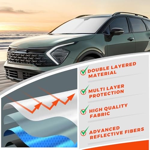 2026 Upgrade Front Windshield Sunshade fit for Kia Sportage 2023-2025 2026