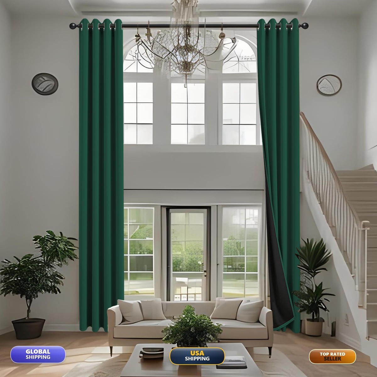 Jsfly 100 Blackout Curtains 144 Inch Length High Ceiling Extra Long Thermal