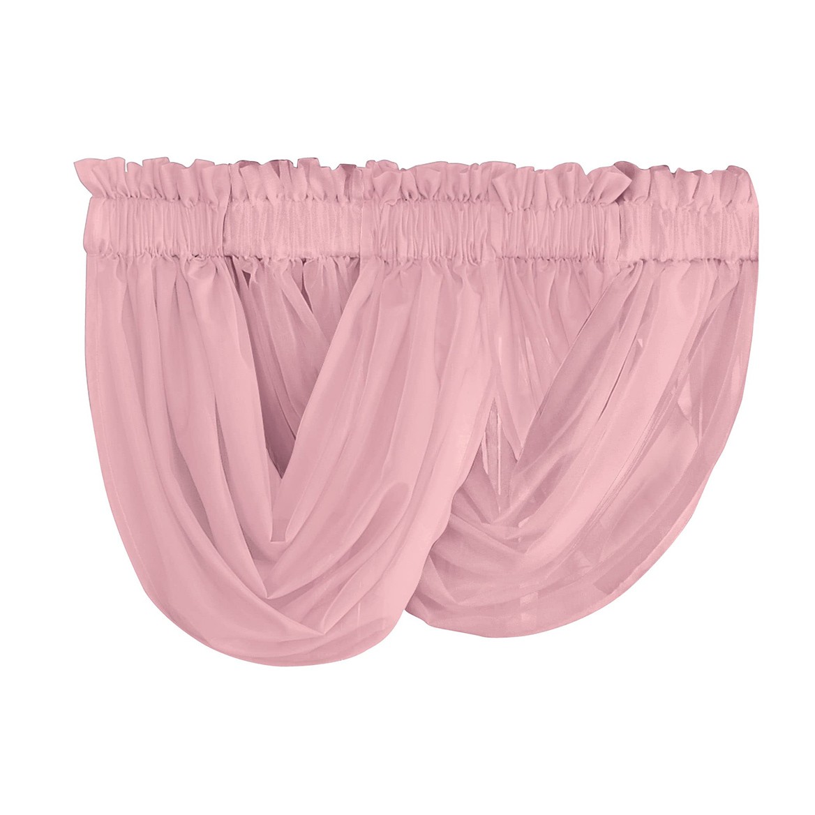 2-Piece Sheer Scoop Valance Set, Taupe
