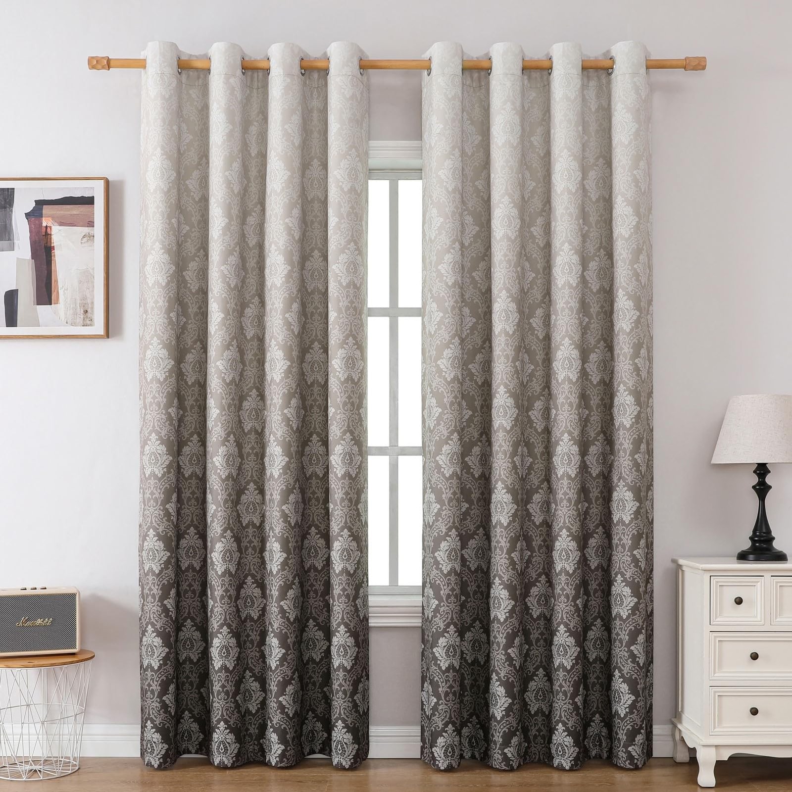 Medallion Ombre Blackout Curtains 84 Inch Long, Thermal Insulated Energy Savi…