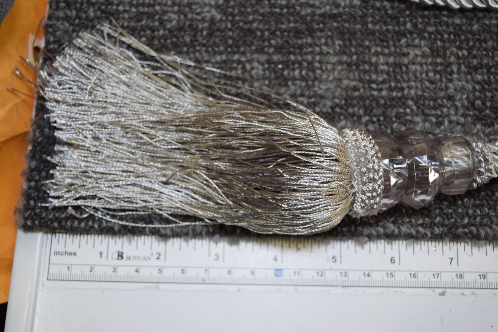 2 Luxury Curtain Holdbacks Rope Tie Backs Tassel Beaded Ball Decor Silver Gray