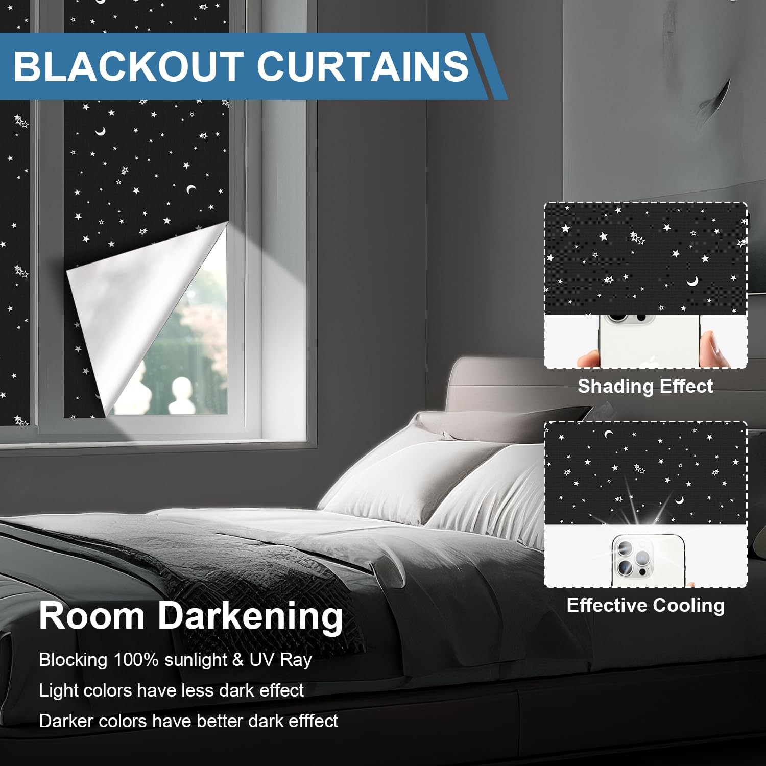 Blackout Curtains, 118″ x 57″ – Portable Window Curtain Shade 100% Black Out …