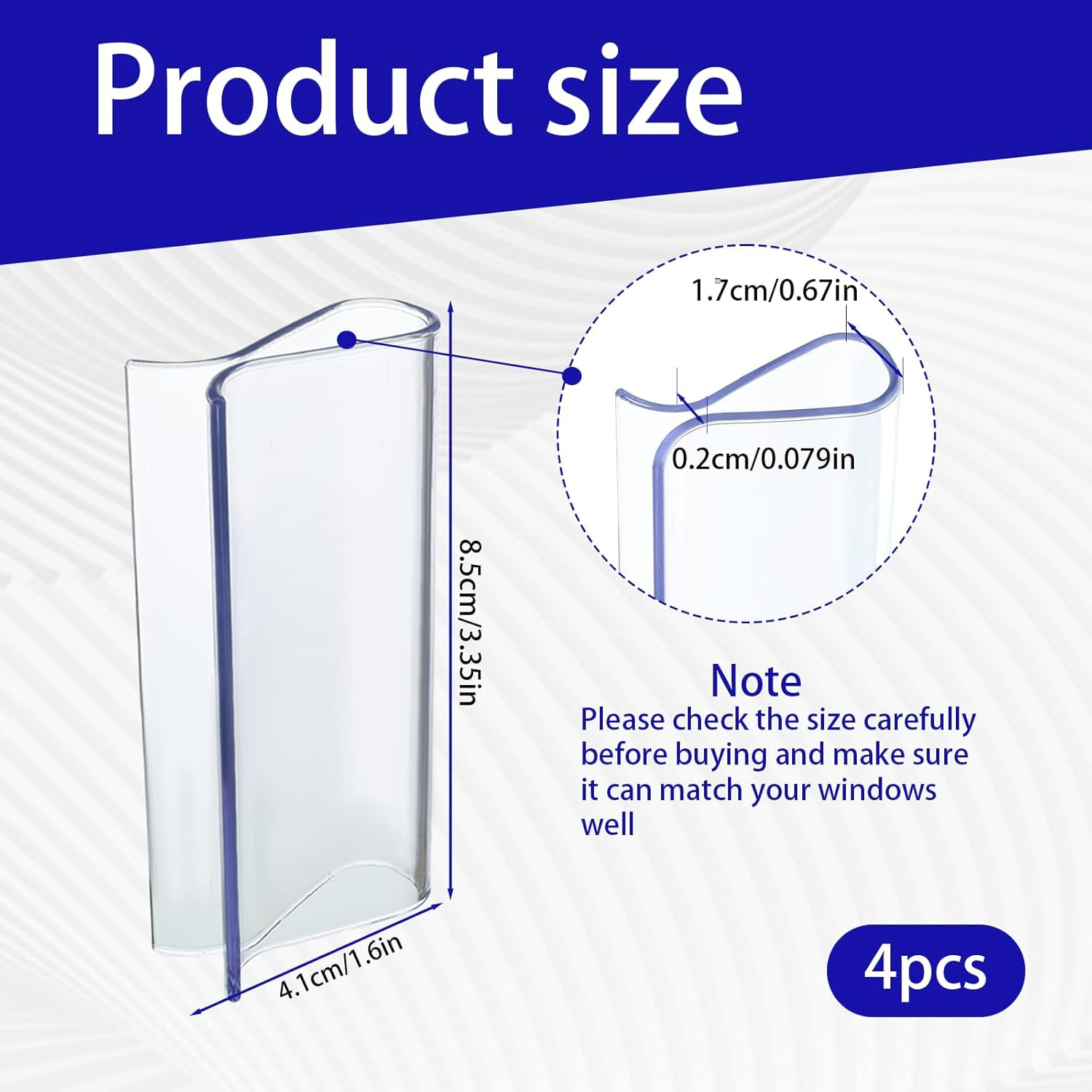 4 Pieces Clear Window Shade for Roller Pull down Roller Shades Handle Blinds for