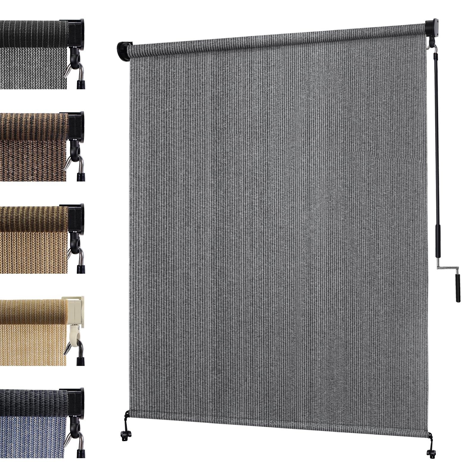 10′(W) x8′(H) Light Grey Outdoor Roller Shade for Patio