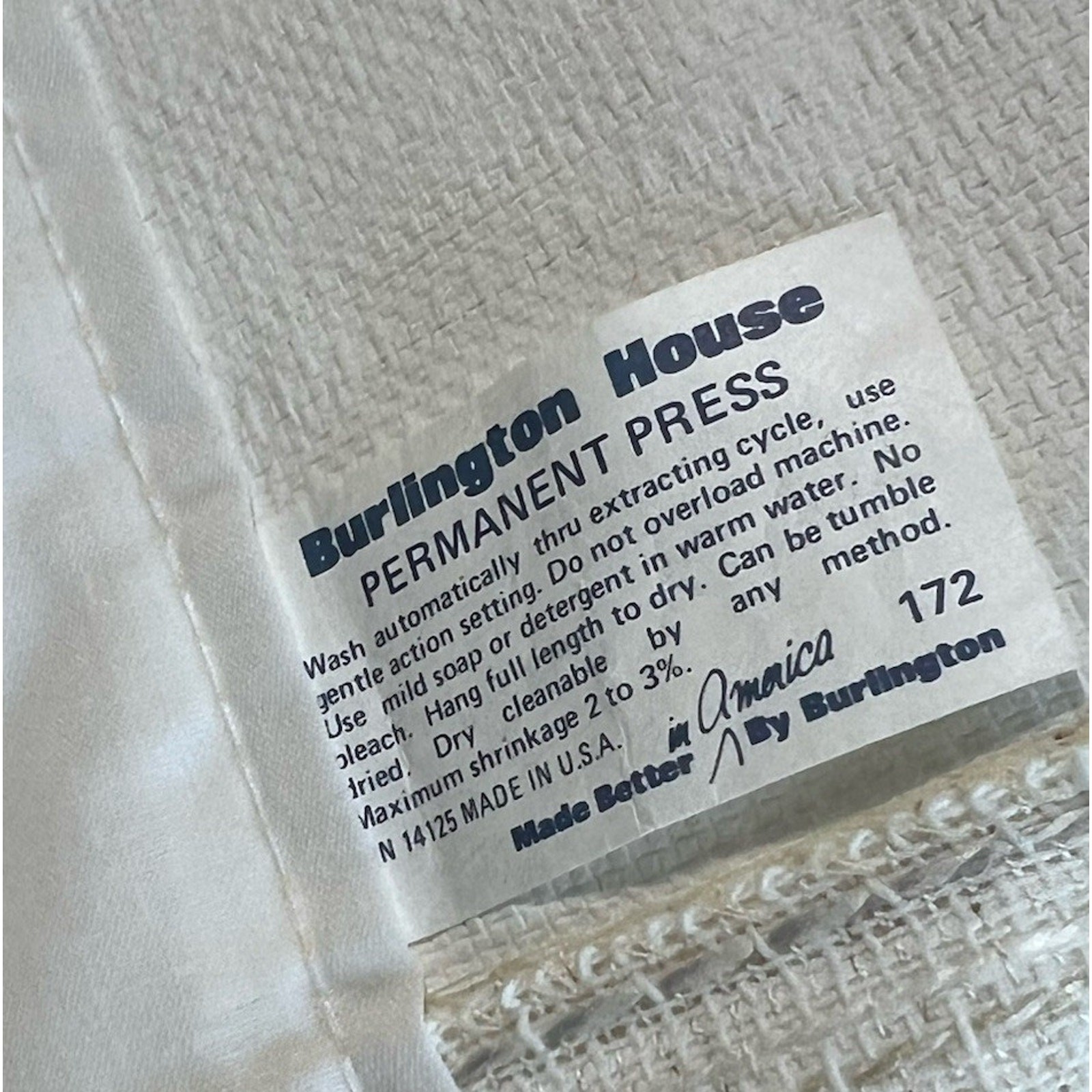 BURLINGTON HOUSE Pair Textured Weaves VALANCES Ivory Beige Neutrals 82″ Vtg USA
