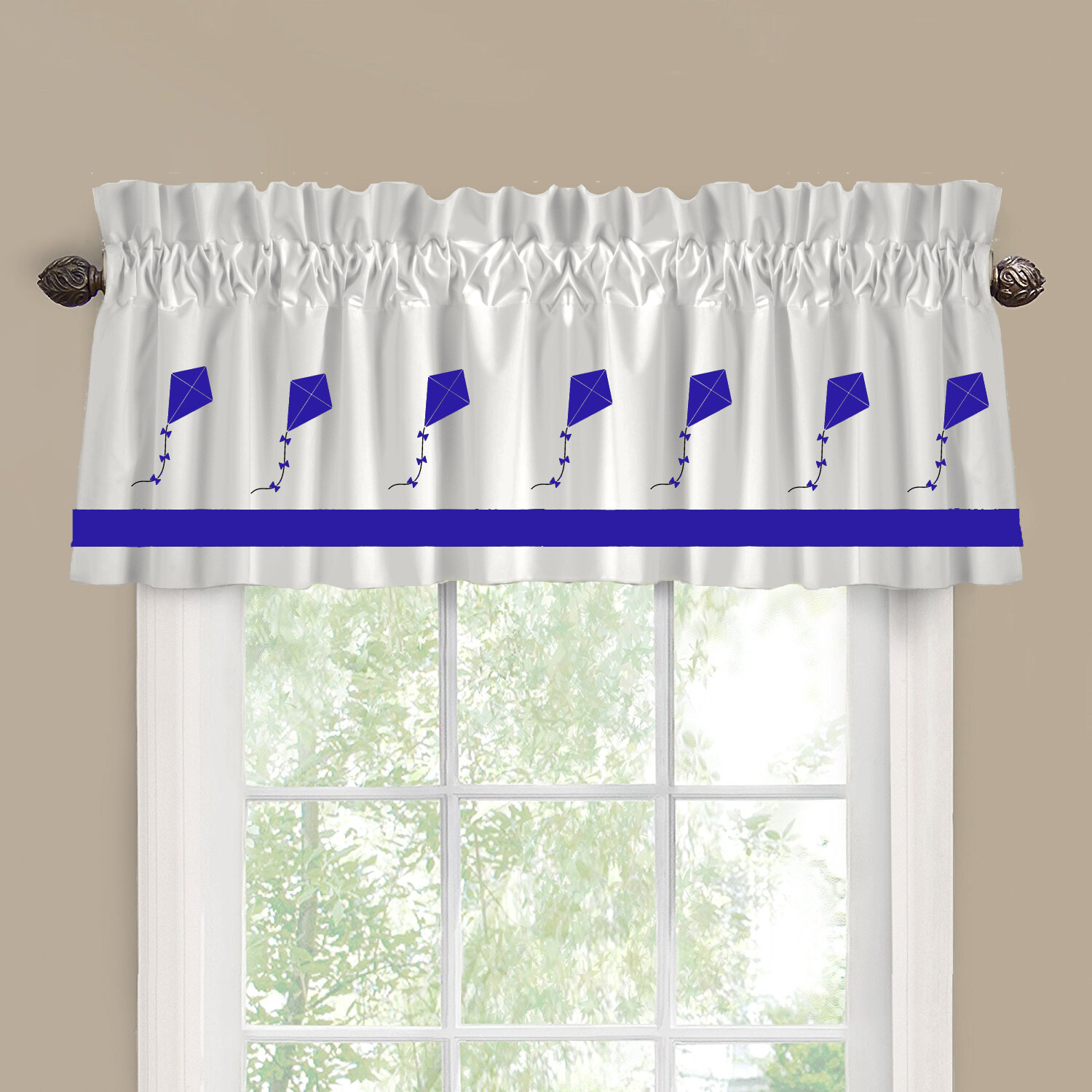 Kite Flying Window Valance/Curtain *Your Choice of Colors*