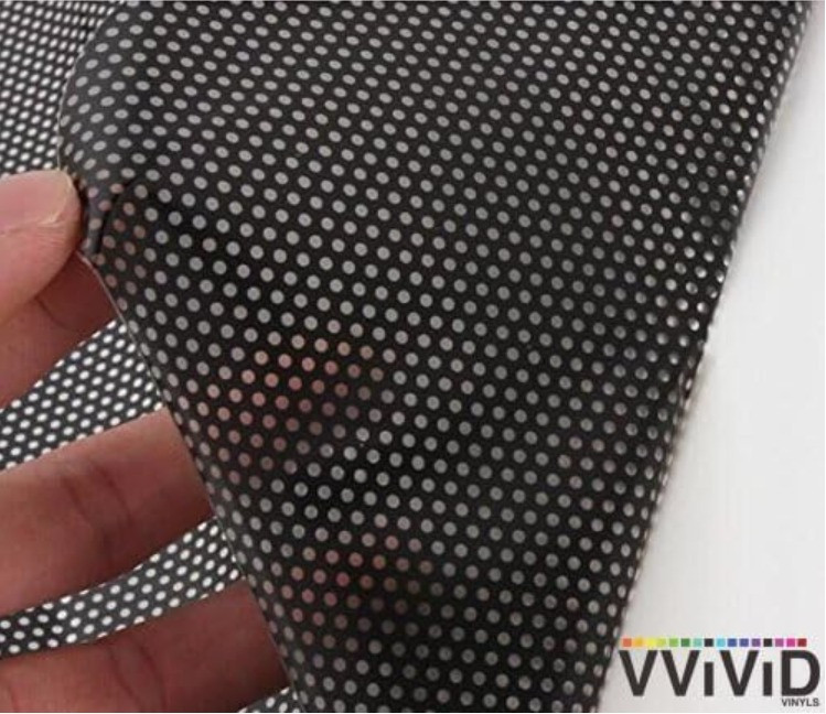 Black Perforated One-Way Vision Vinyl Automotive Window Wrap Roll (1.5ft x 4ft)