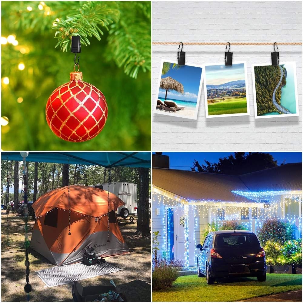 Teenitor 100 Pack Small Curtain Clips Curtain Hooks for Outdoor String Lights, S