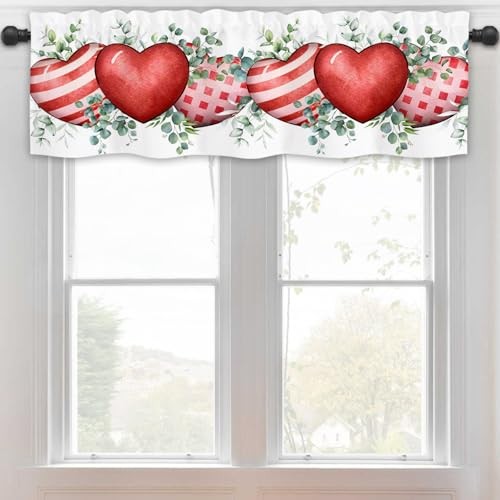Valentines Love Heart Curtains Valances, 54 x 18 Inch Rod Pocket Heart-1