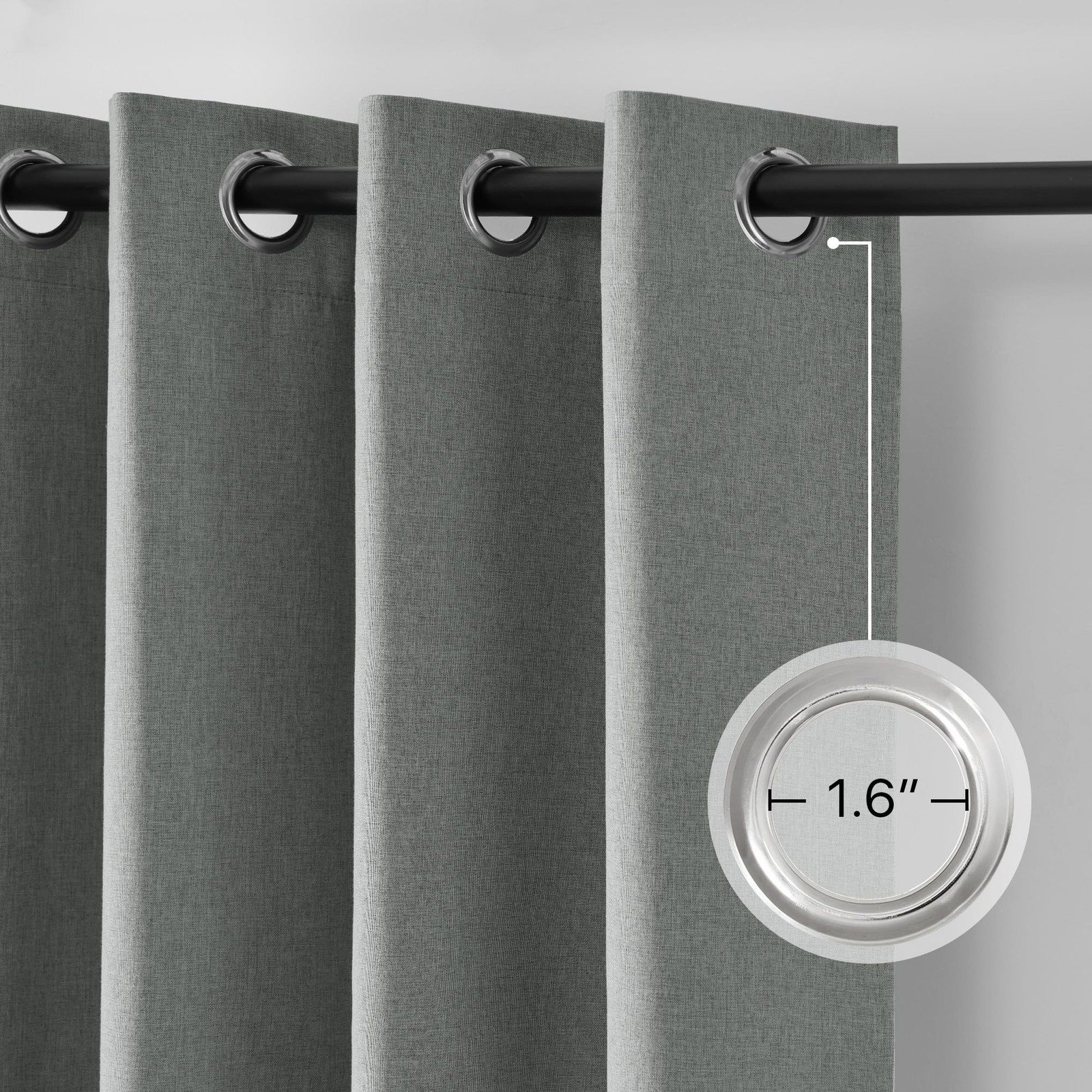 100% Blackout Curtains for Bedroom 84 Inches Long 2 Panels Set, Grey Grommet …