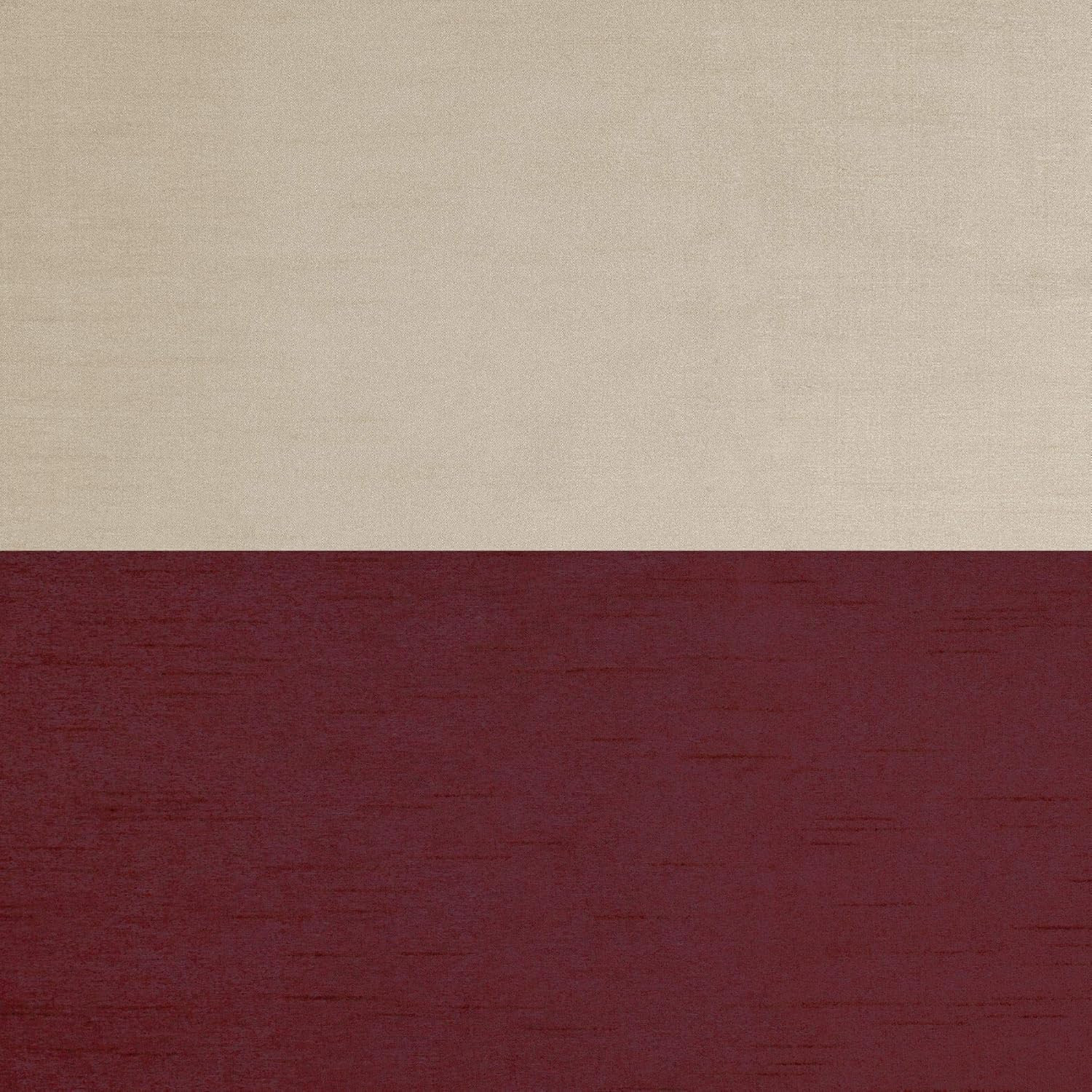 Chateau Striped Faux Silk Grommet Top Curtain Panel Pair, 54″X96″, Burgundy Taup
