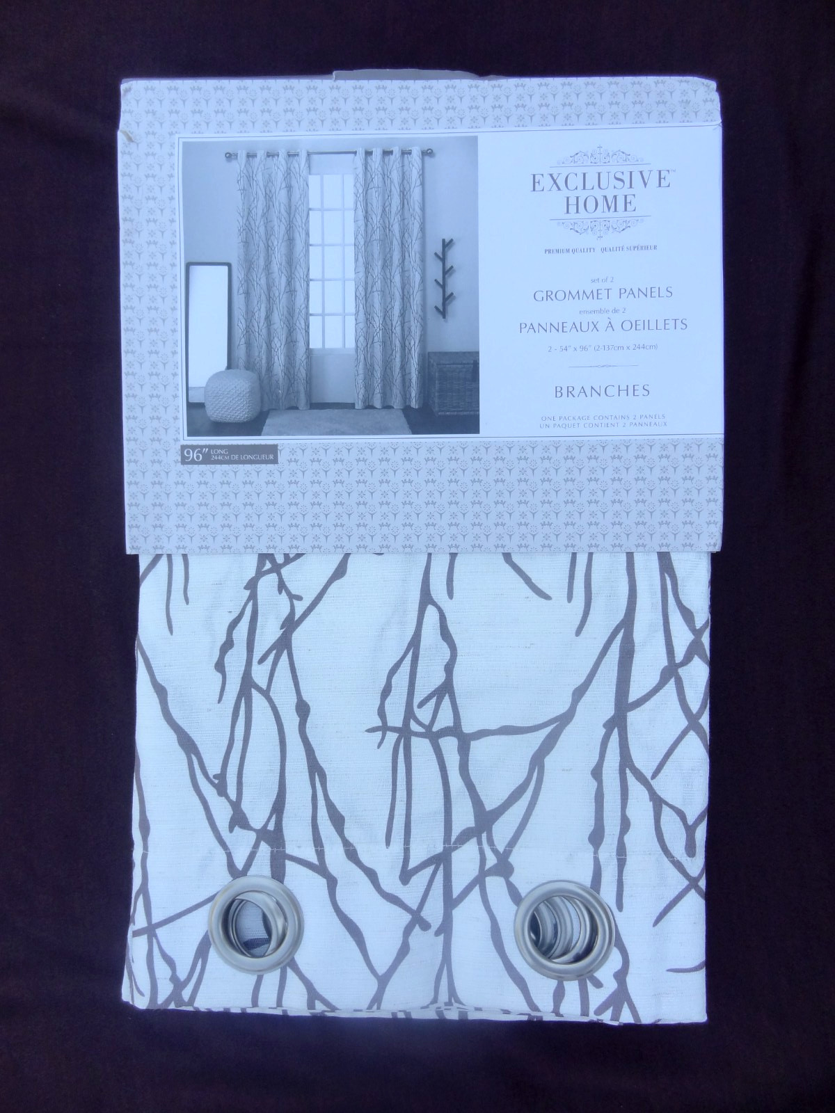 Exclusive Home Curtains Branches Linen Blend Window Curtain Panel Pair 54 x 96″
