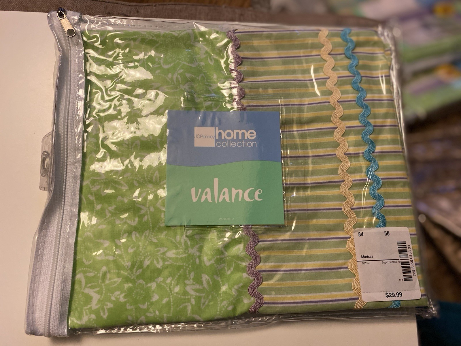 NWT JCPenney Home Window Pair Valances MARISSA Floral Stripe Cottage Farmhouse