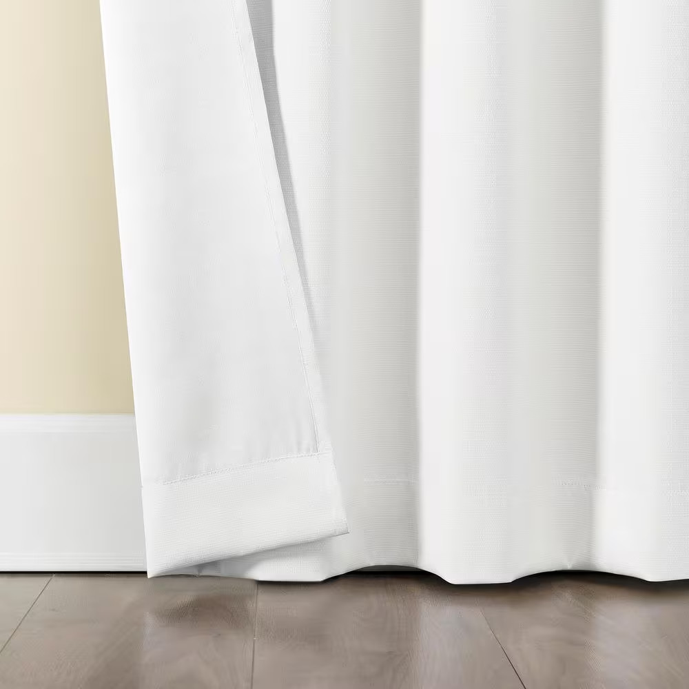 Kinnear Textured White Polyester 40 In. W X 84 In. L Rod Pocket Blackout Curtain