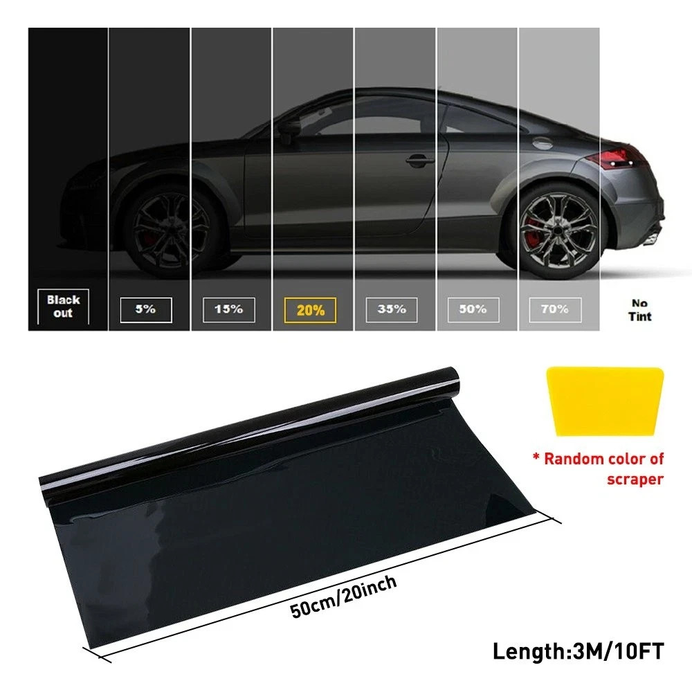 Car Window Tint Film 50cm x 3m UV Protection Privacy Sun Shade Sticker Roll