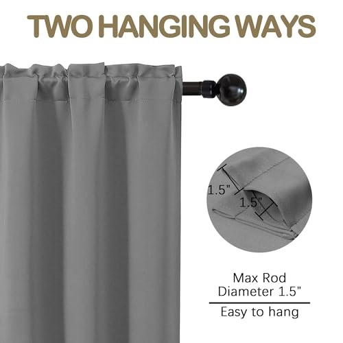 Blackout Curtains for Small Window Treatment, 40″W x 36″L (Pack of 2) Grey