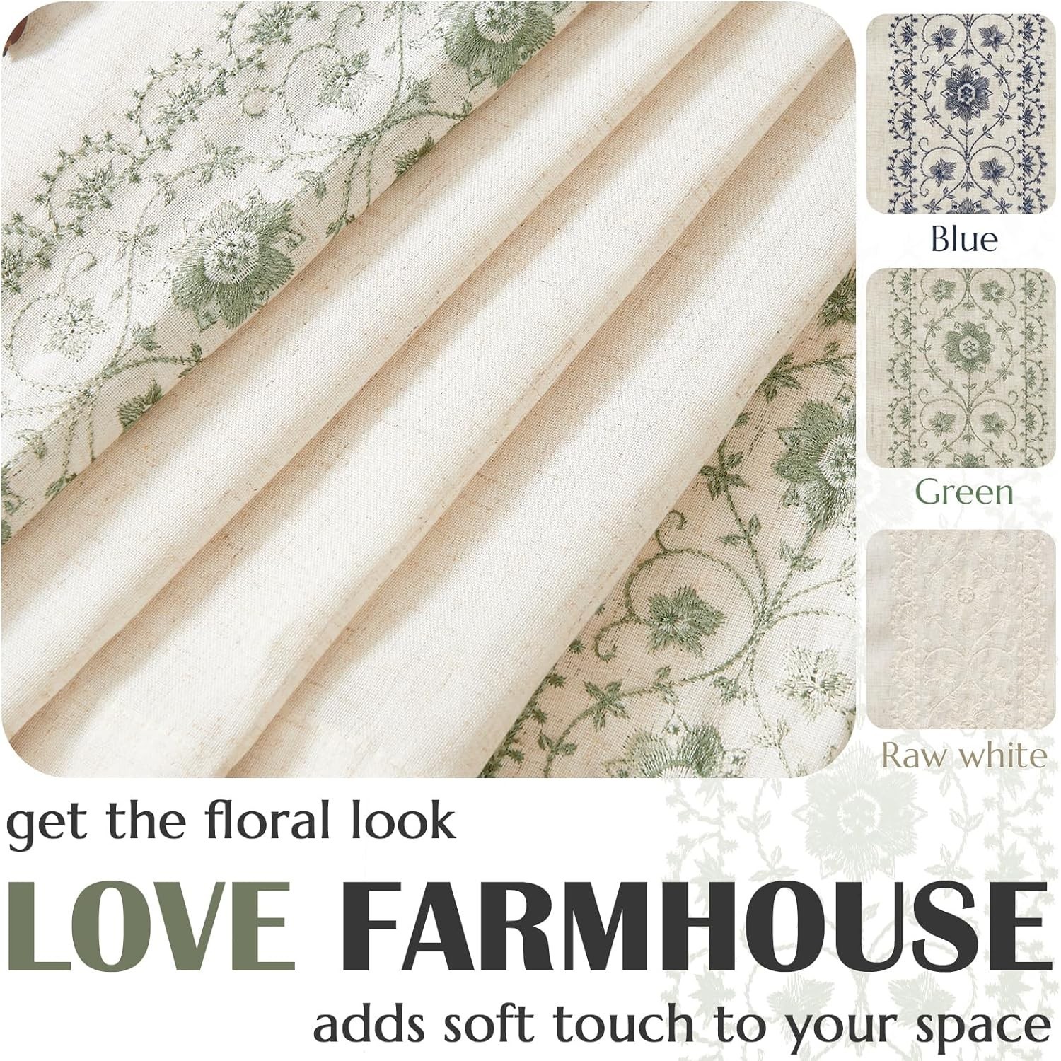 Small Window Curtains 45 Inch Length Linen Cafe Curtains for Kitchen Bathroom…