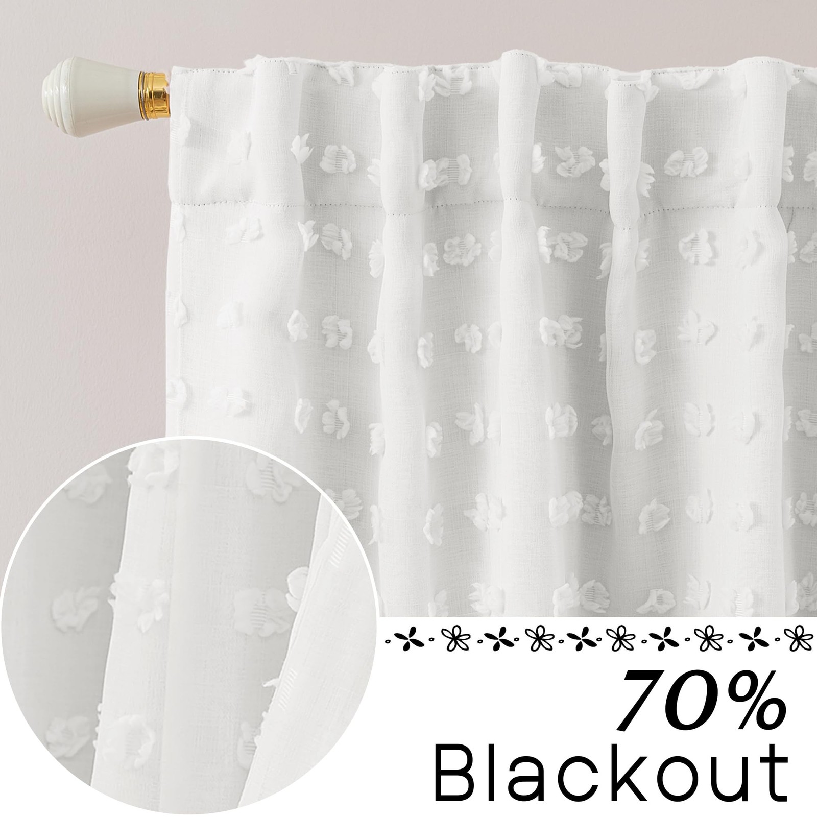 Short Blackout Curtains for Bedroom,Back Tab Semi Black Out Sheer Double Laye…