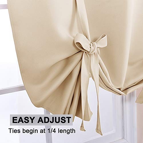 Beige Tie up Shade – Window Valance for 42″W x 45″L (Pack of 1) Biscotti Beige