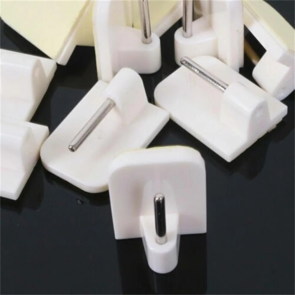 10PCS Nail Free Adjustable Curtain Rod Clip Brackets Self Adhesive Holder Hooks