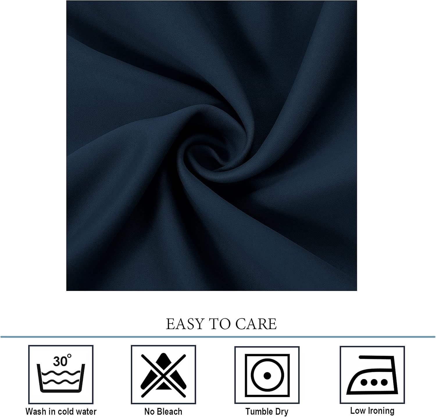Navy Blue Grommet Blackout Curtains for Bedroom Thermal Insulated Room Darken…