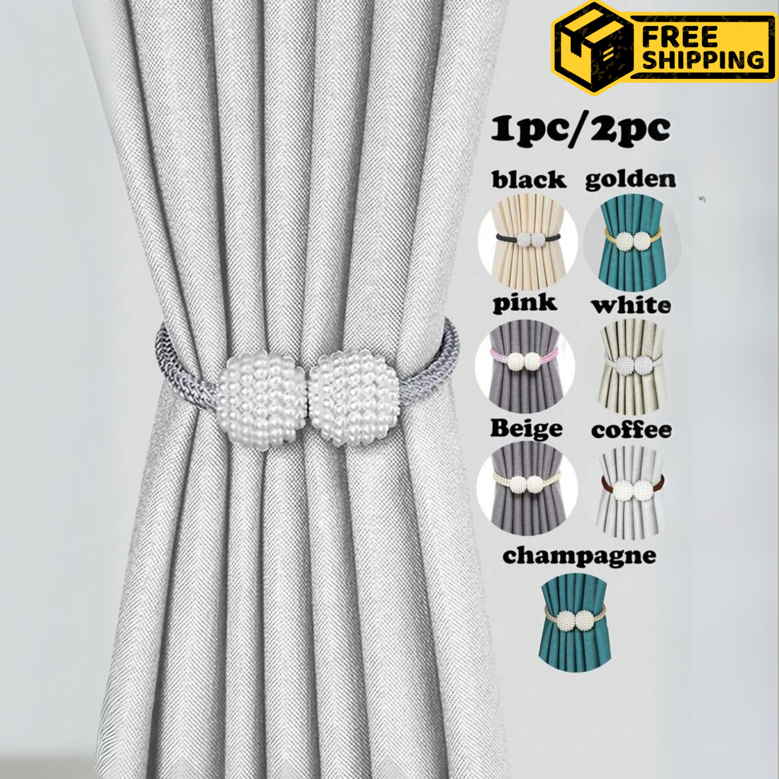 2 Pack Magnetic Curtain Tiebacks Rope Window Drapery Holdbacks Tie Back