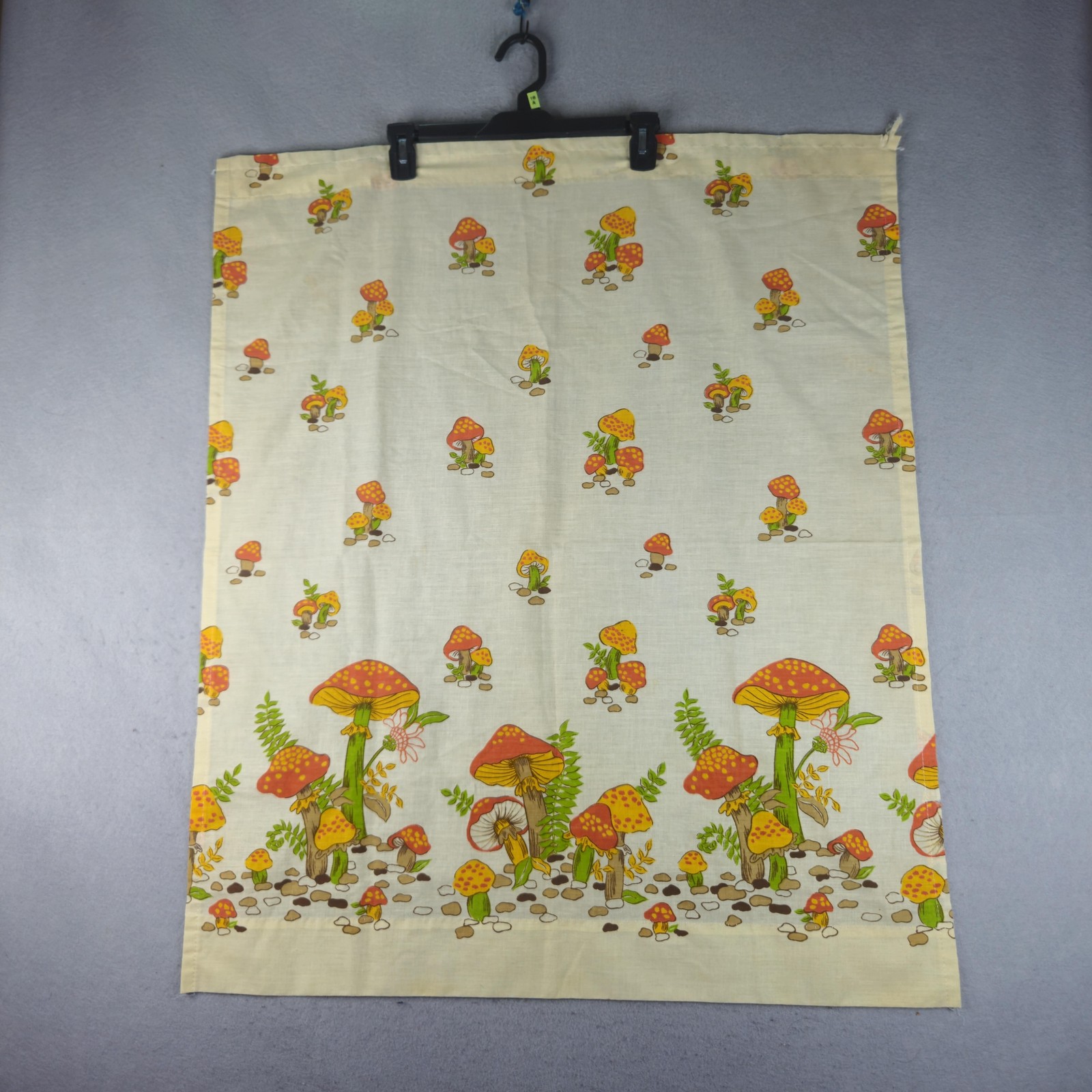 Merry Mushroom 36″ Cotton Cafe Curtain Tier Panel Kitchen Rod Pocket Vintage 70s