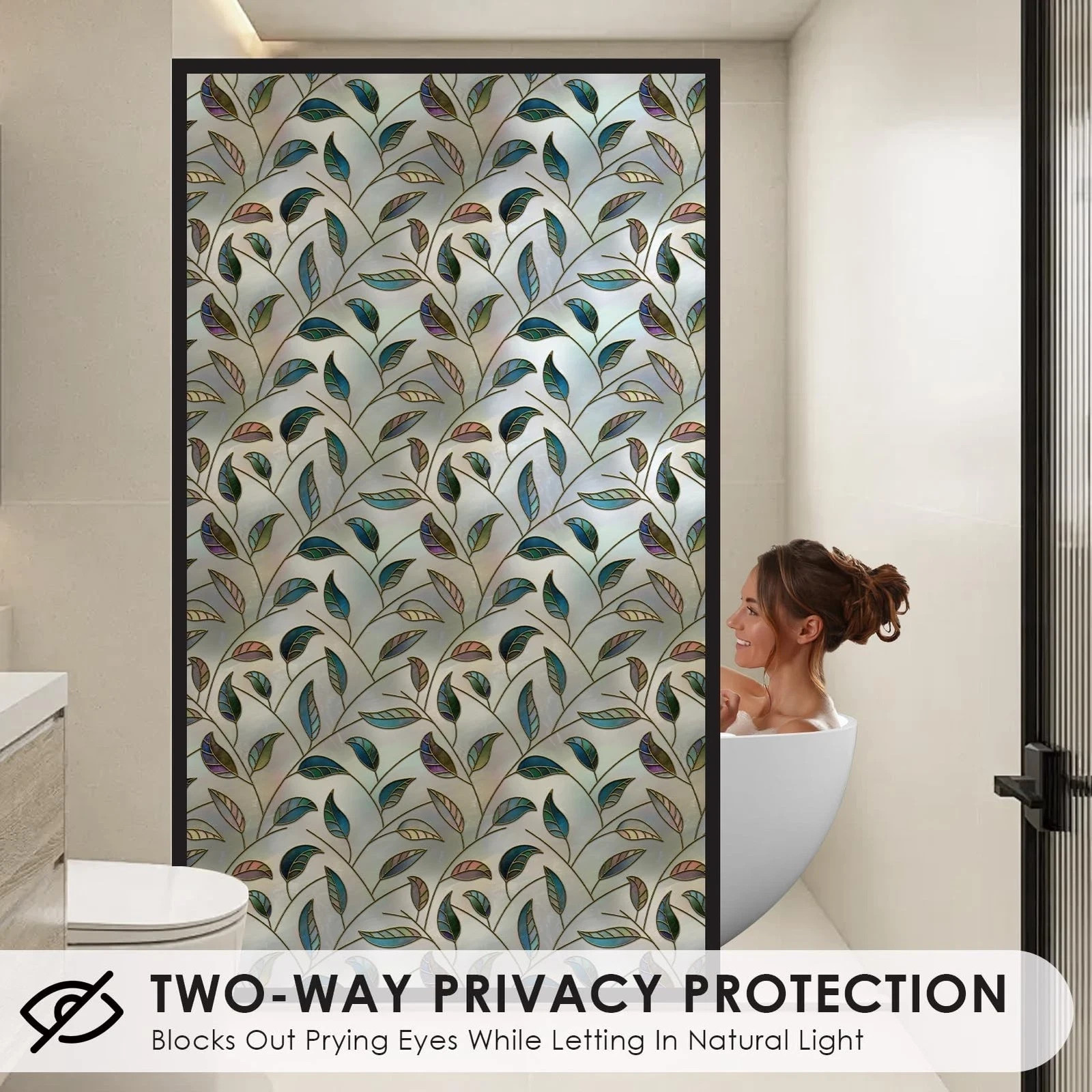 DKTIE Static Cling Decorative Window Film Vinyl Non Adhesive Privacy Film wit…