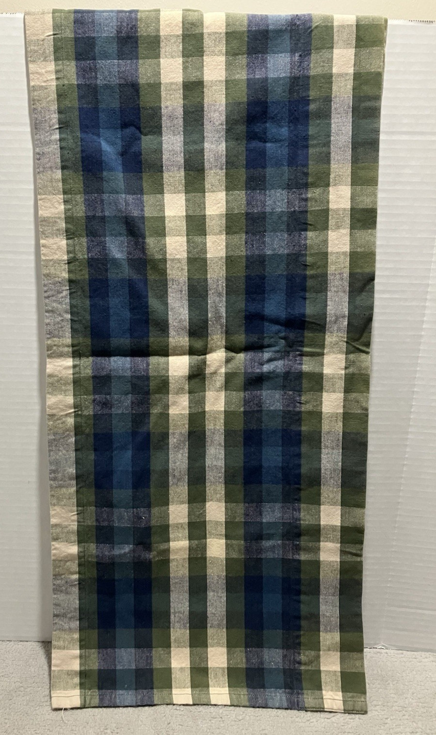 JCPenney Home Valance Bradley Stripe Plaid Valance Woven Cotton Blue Olive Green