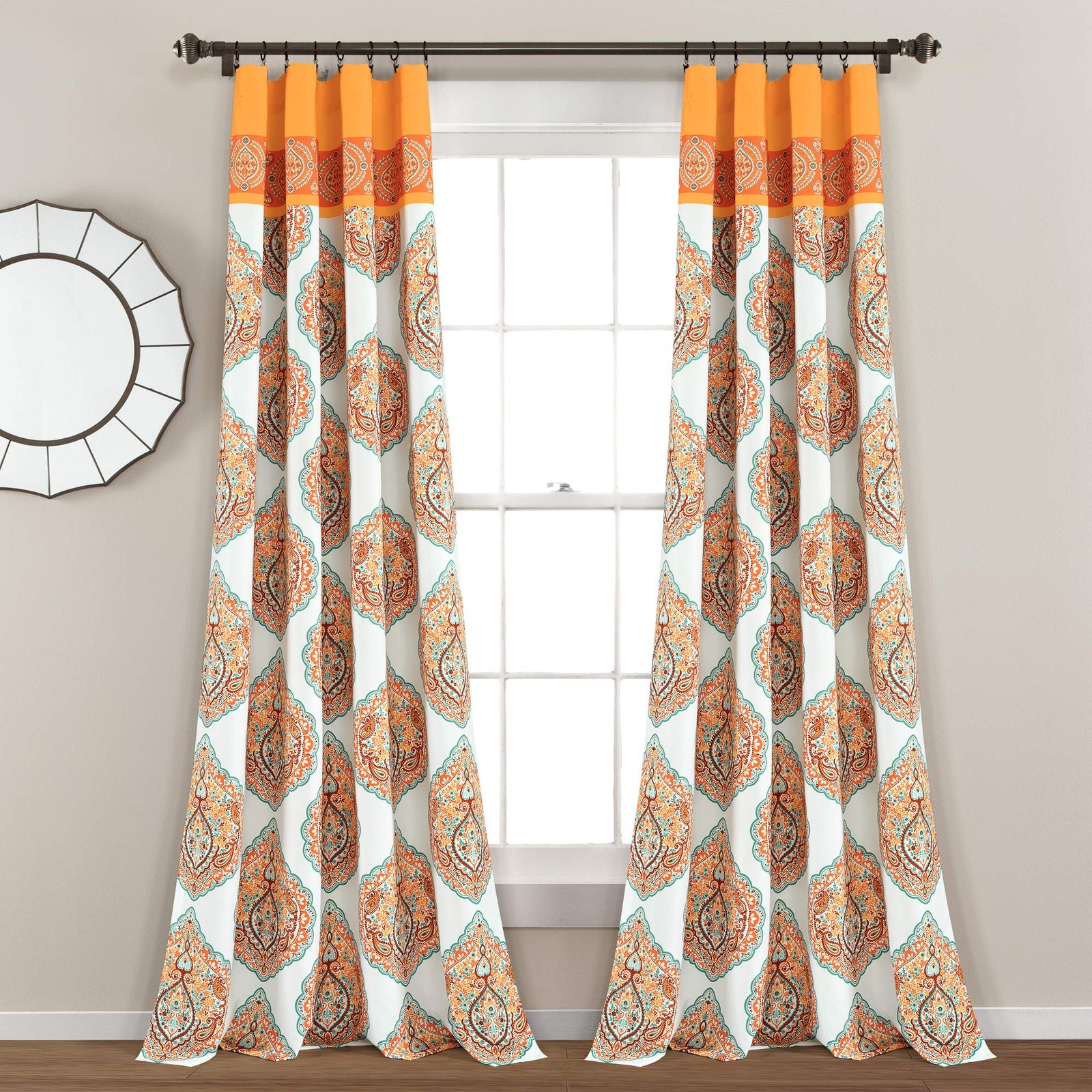 Harley Light Filtering Window Curtain Panels Pair 52″ W x 84″ L, Tangerine