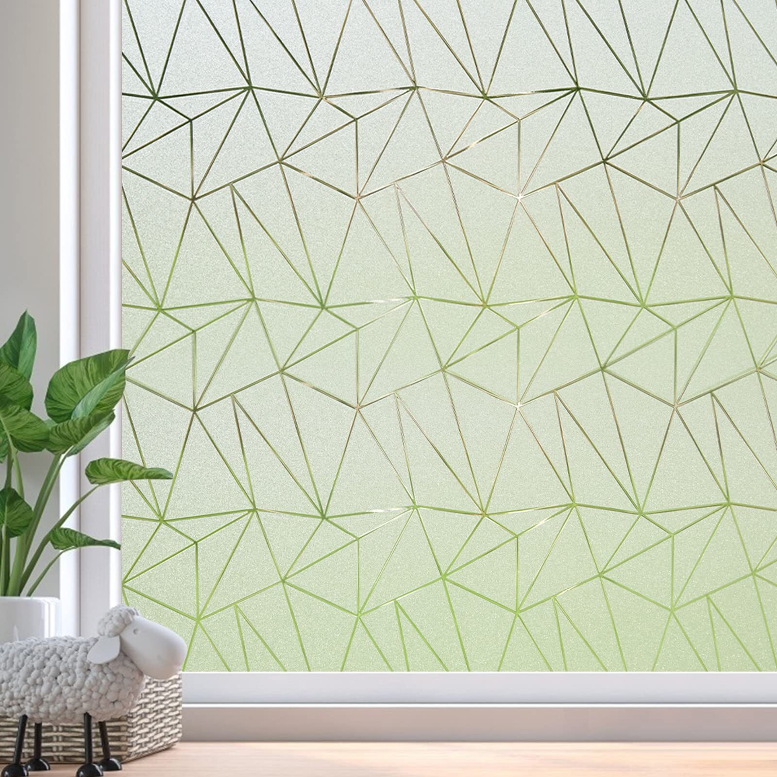 Coavas Window Privacy Film Frosted Glass Window Clings: Stained Glass Bathroom