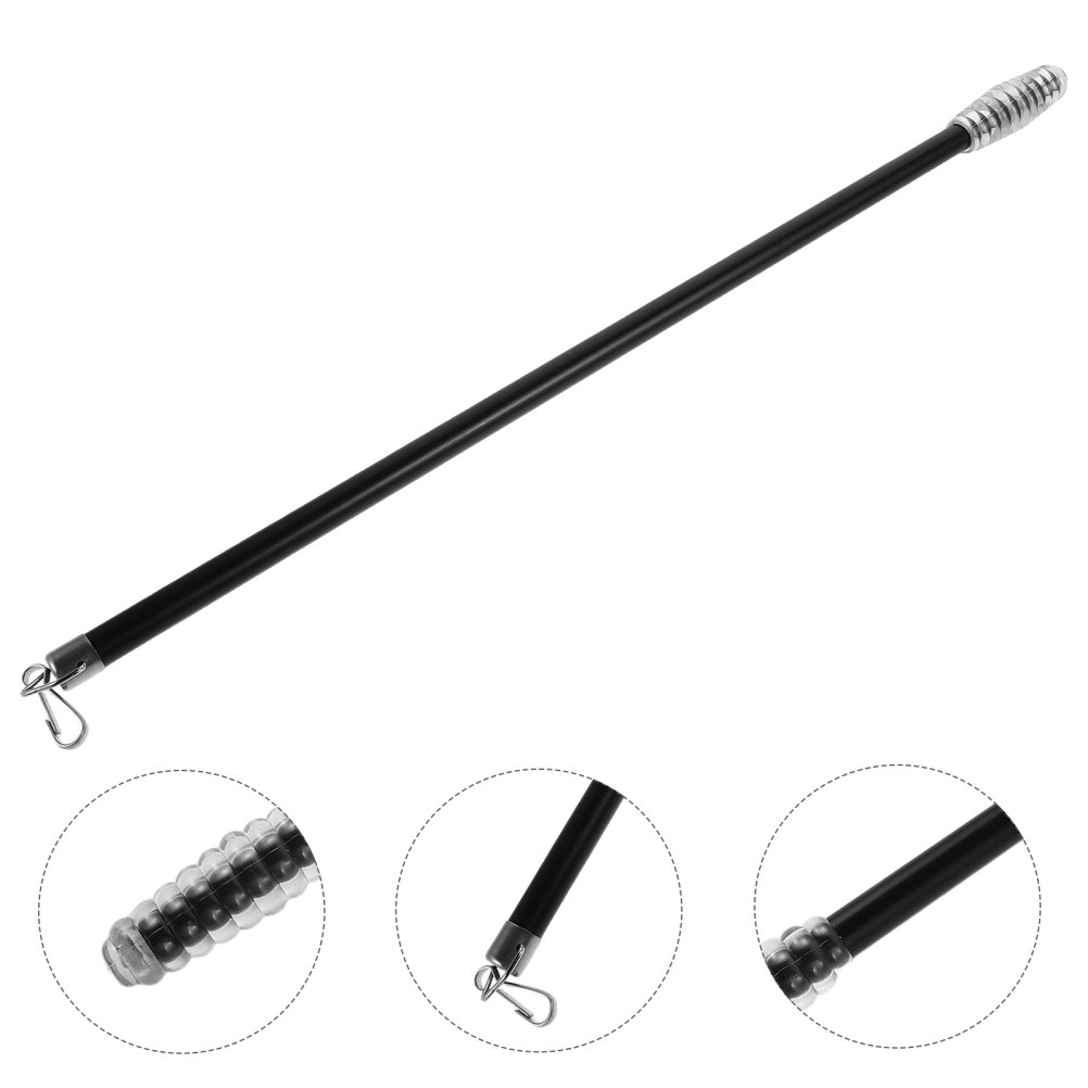 Window Curtain Pull Rod Black Adjustable Metal Pole for Silent Drapery Control