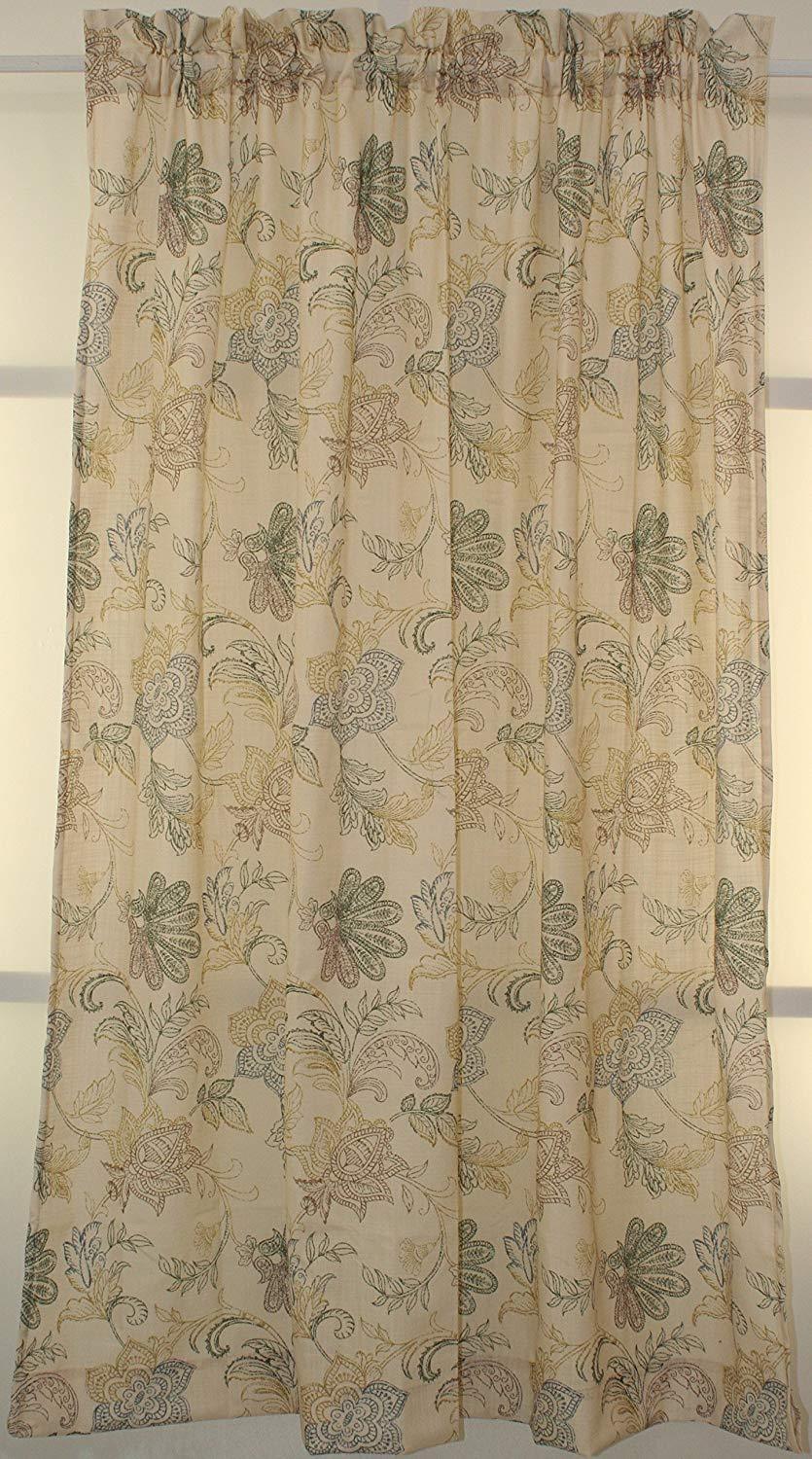 STUNNING Embroidered Providence Scroll Panel OR Valance Paisleys Ferns Foliage
