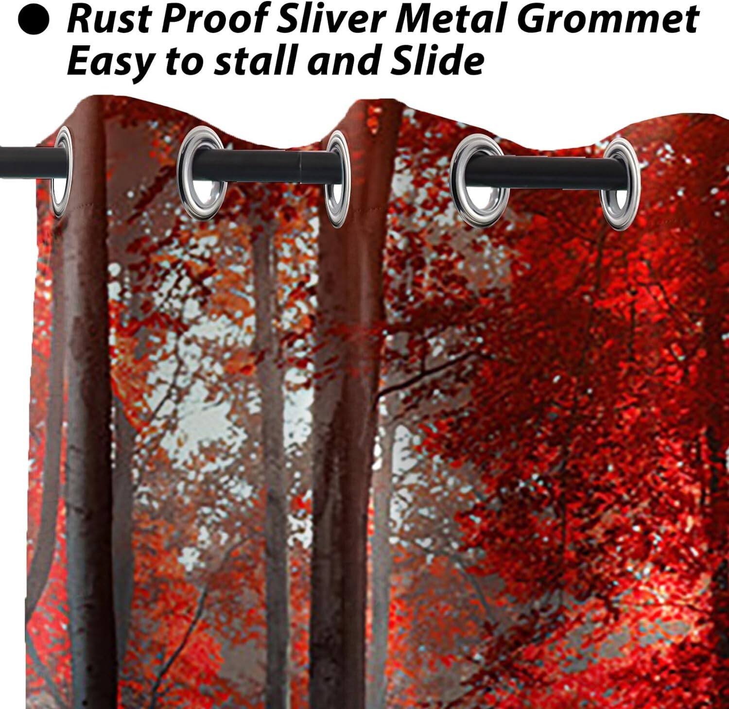 Forest Themed Red Leaves Bush Pattern Mystical Fantasy Art Darkening 42Wx63H