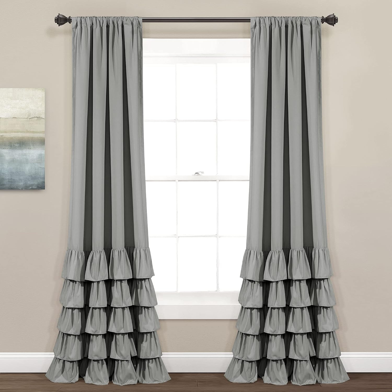 Allison Ruffle Light Filtering Window Curtain Panels Pair 40″ W X 84″ L White –