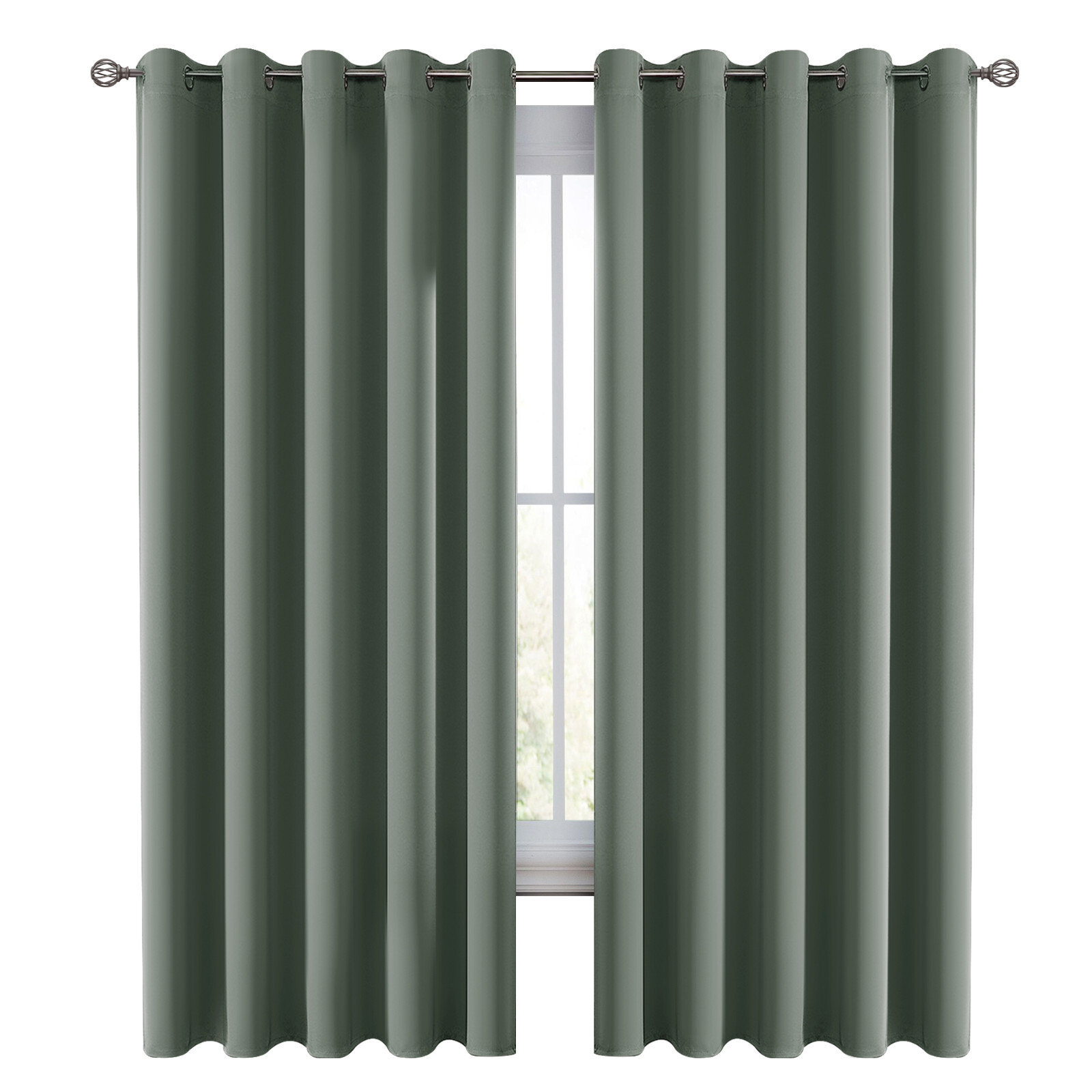 Pair of Blackout Curtains Eyelet Ring Top Ready Made Thick Thermal Curtain Set