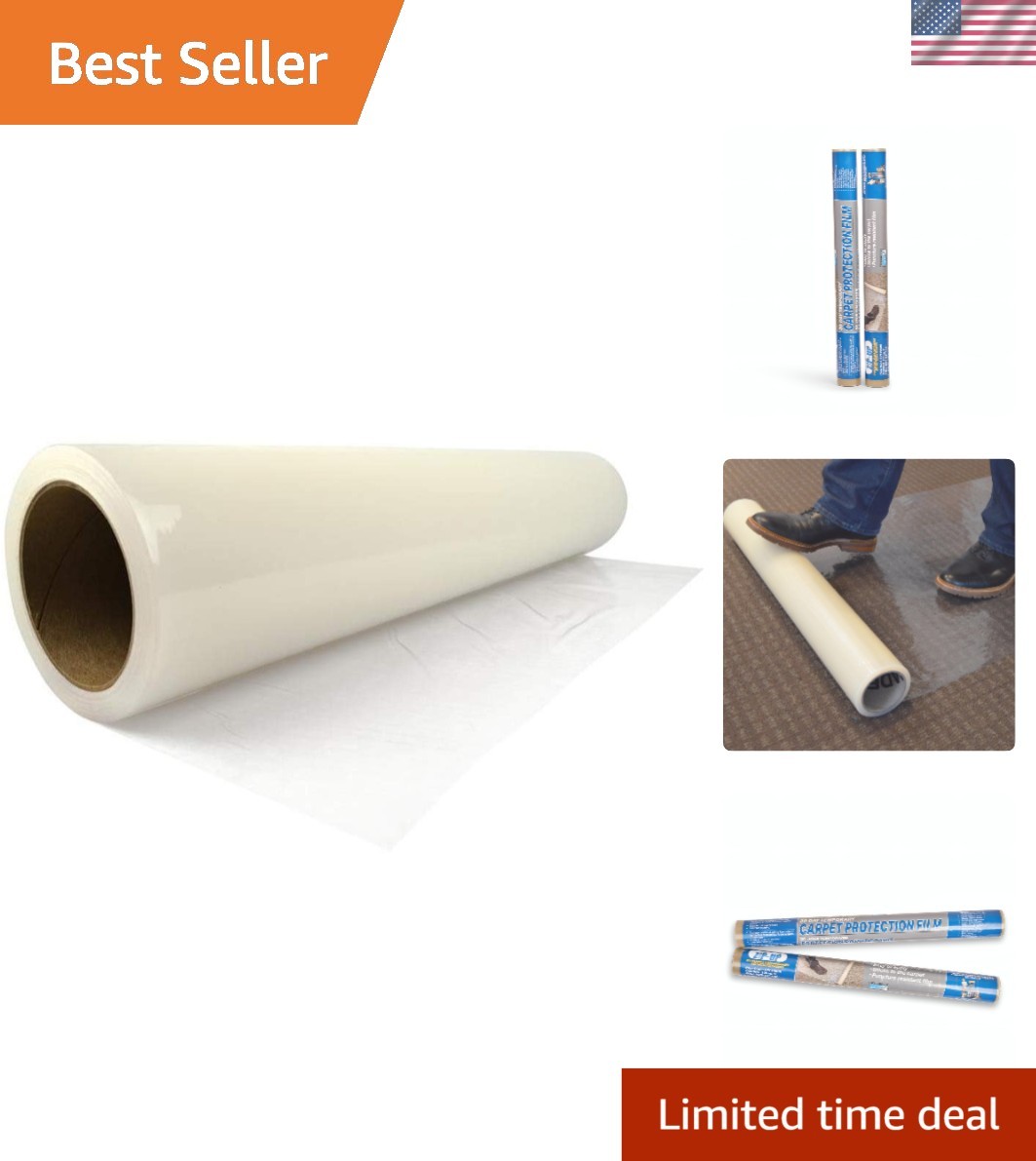24″ x 50′ Carpet Protection Film – Self-Adhesive & Puncture Resistant