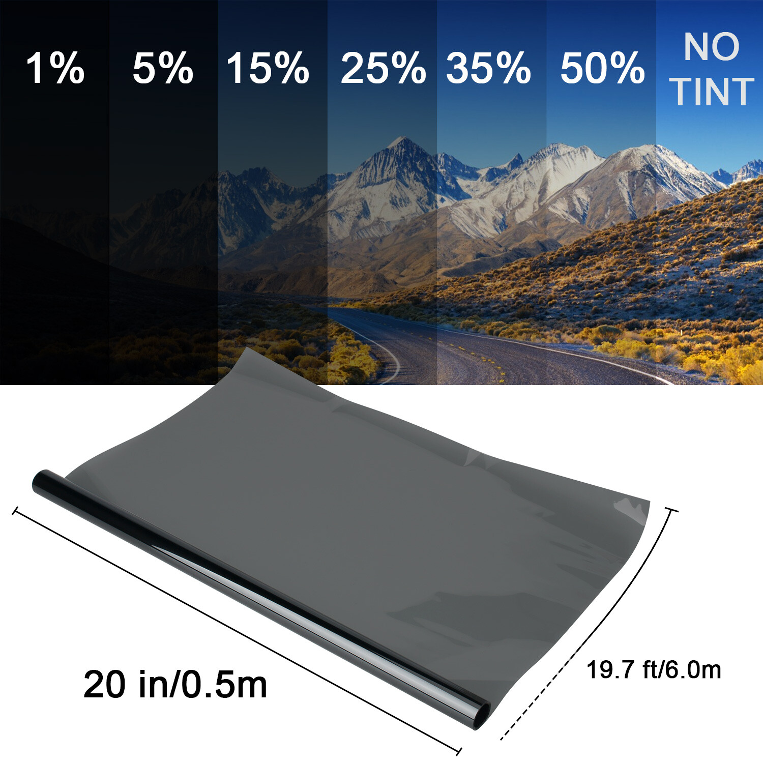 20inx20FT Uncut Car Window Tint Film Roll 1-50% VLT For Car Home Office Glass