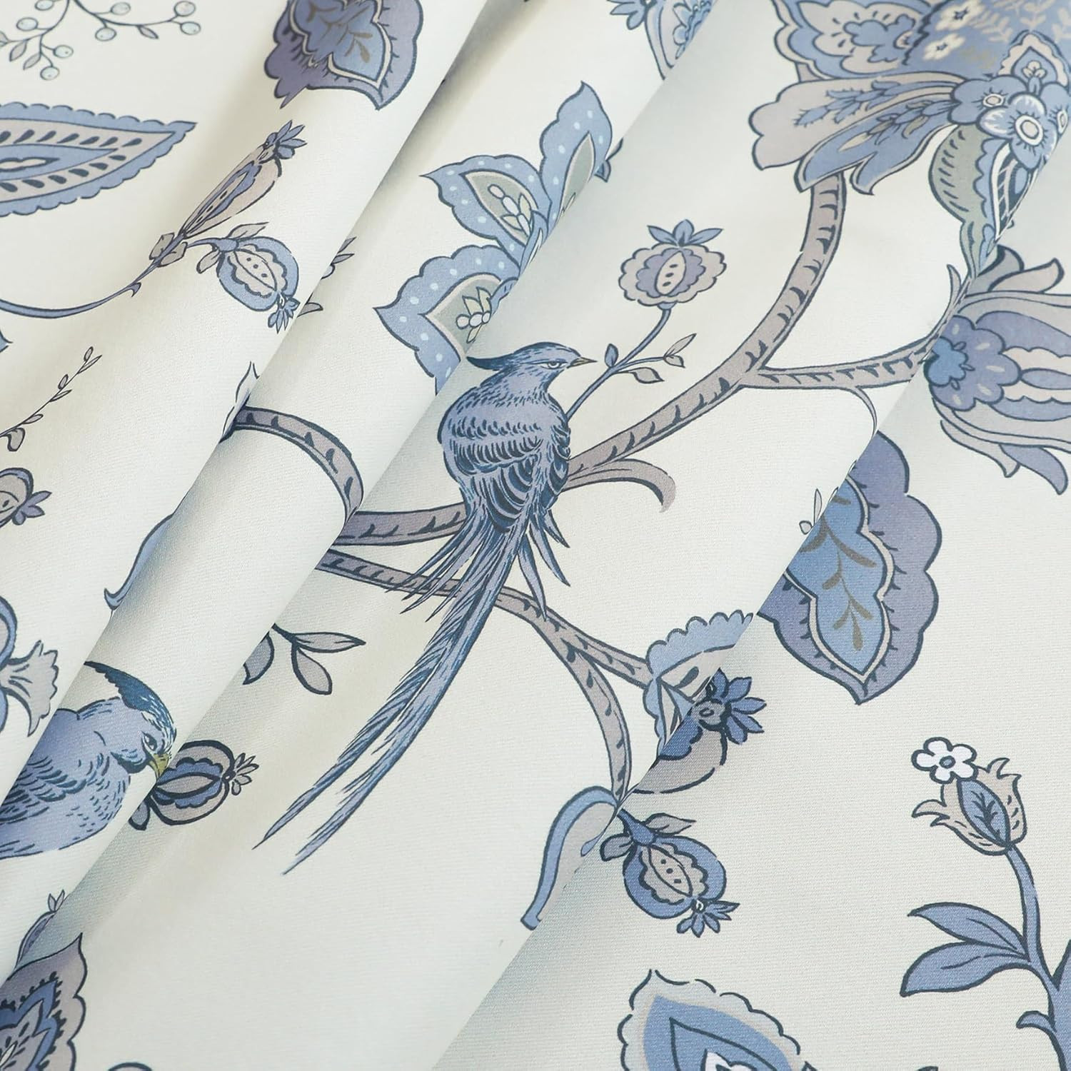 Light Blue and White Curtains,Dusty Sky Blue Grey Floral Toile French Country 70