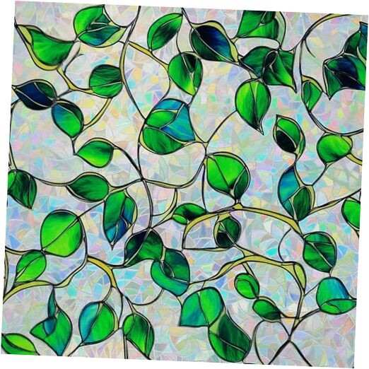 Rainbow Window Privacy Film,Heat Control,UV Blocking,Anti 17.5*78.5 Green&blue