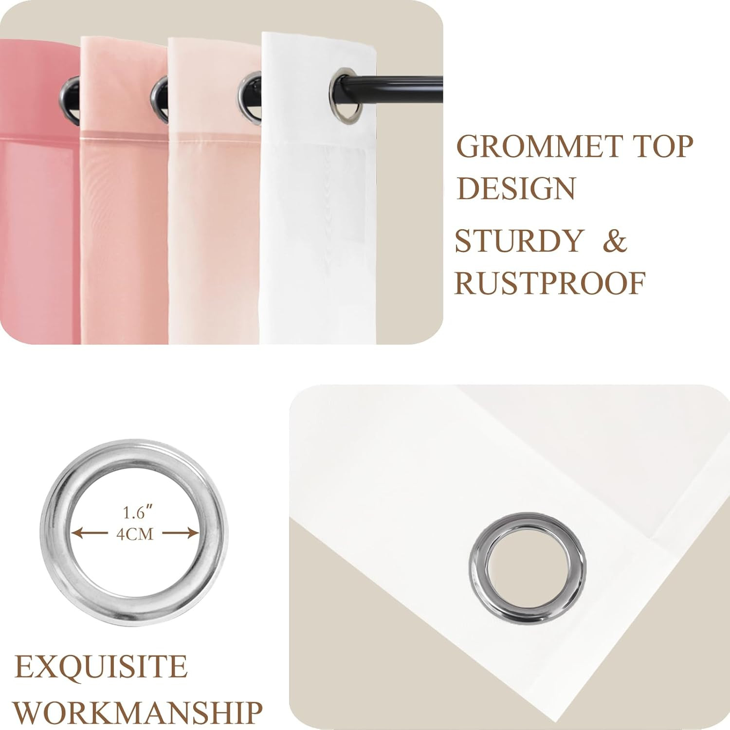 Pink Ombre Sheer Curtains 108 Inches Long for Living Room, Transparent Blush Pin