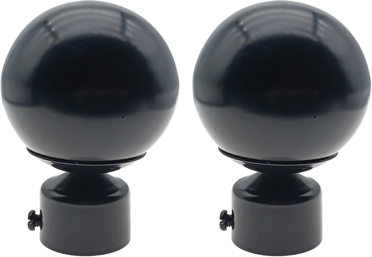 4Pcs Black Metal Window Curtain Rod Caps with Adjustable Screw for 20-22Mm Rods