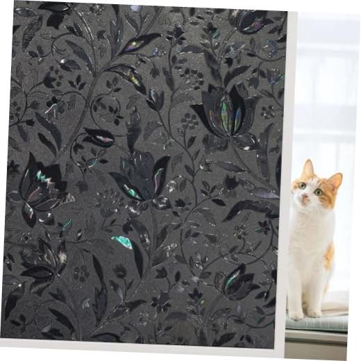 Blackout Window Film – 100% Sun Light Blocking 17.5″x78.7″ – Black-Tulip