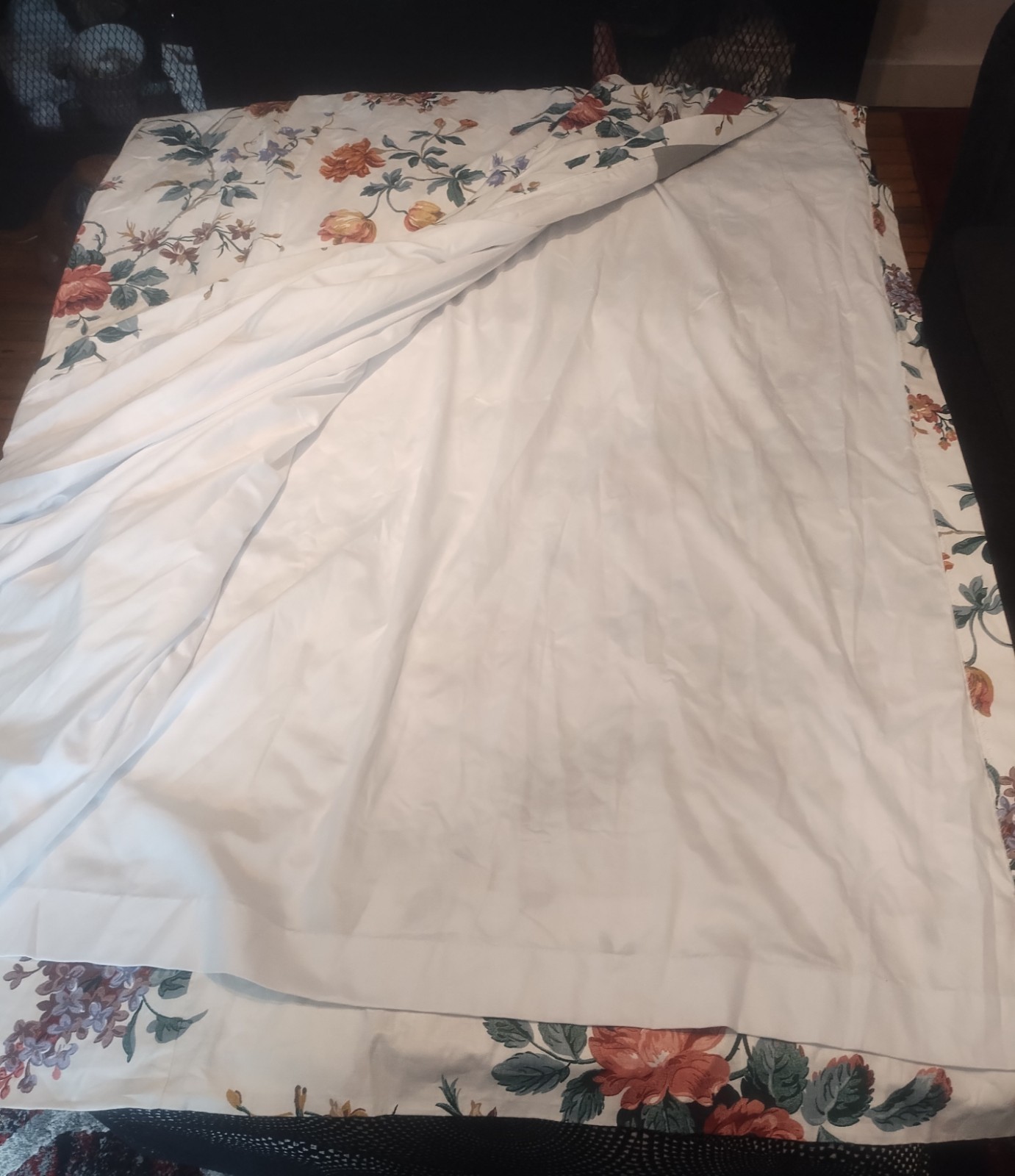 2 Custom Made Lined Jacobean Floral Drapery Panels 76″Wx 90″ L Pinch Pleated