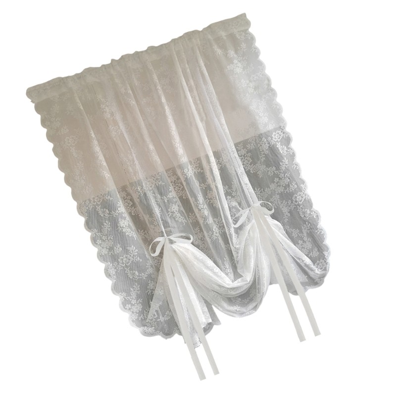 Embroidered Voile Sheer Pulling Curtain for Living Room Bedroom Kitchen