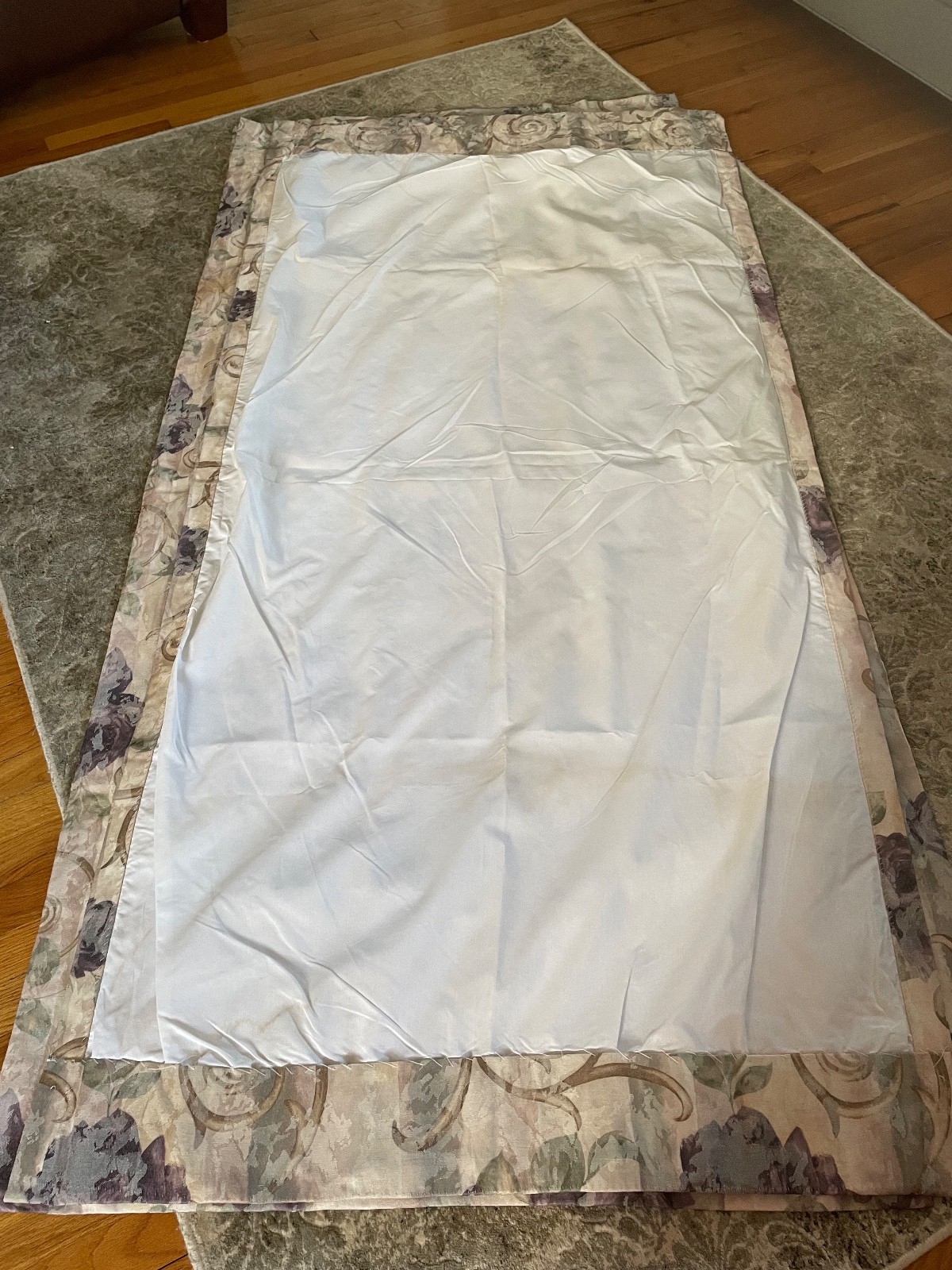 4 pce Croscill Chambord Cassis Original Matte Drapes Purple Rose Roses 80″L