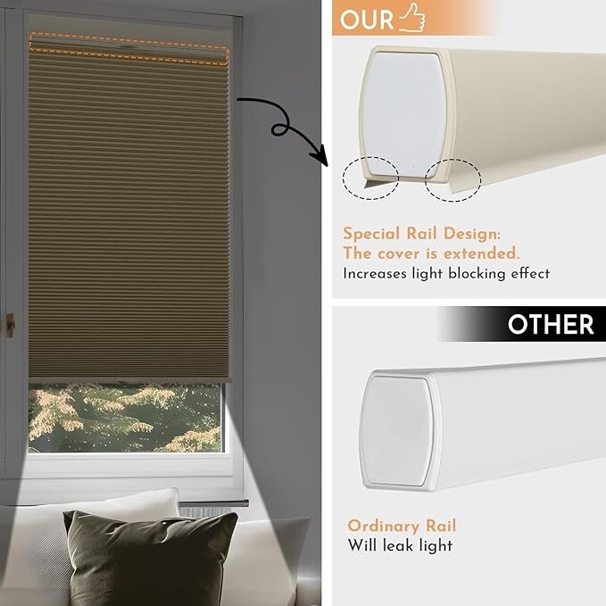 New No Screw Install Top Down Bottom Up Blackout Beige Cellular Blinds Honeycomb