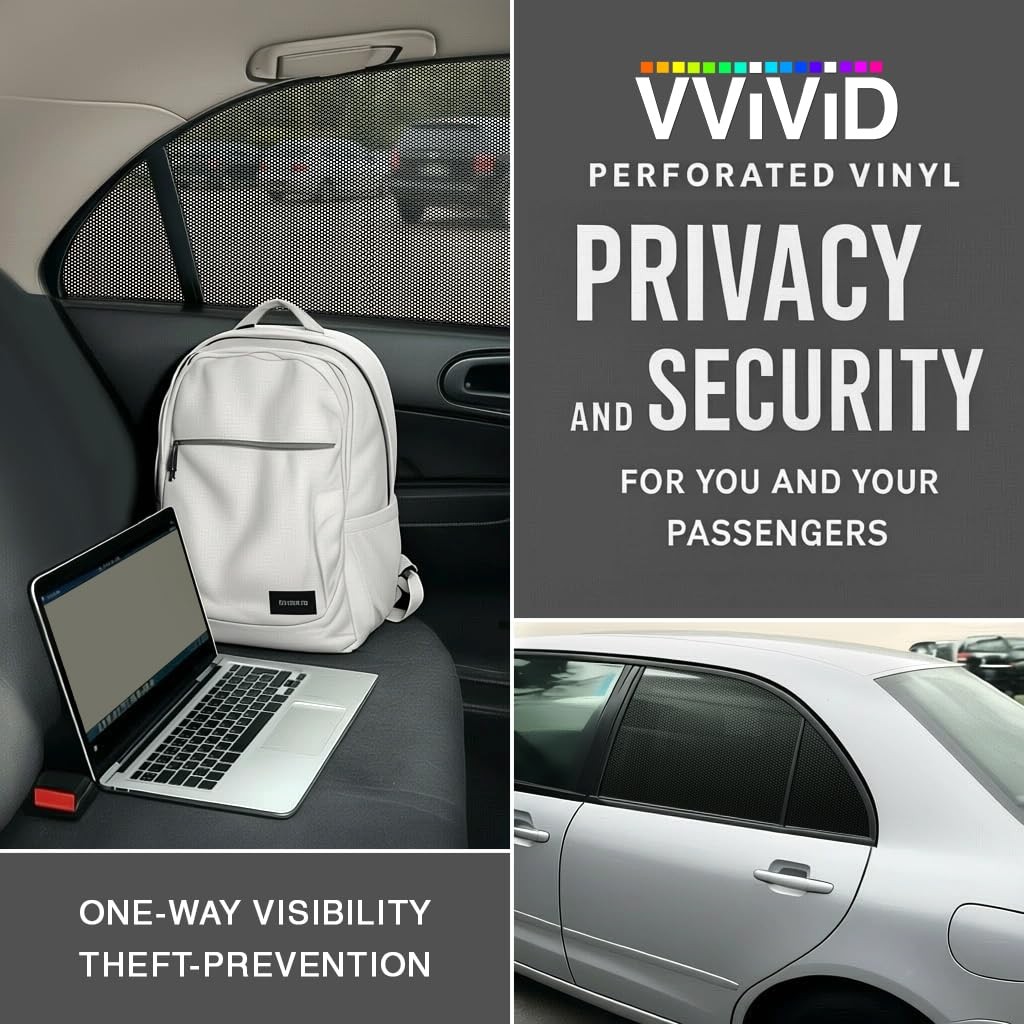 VViViD One-Way Perforated Vinyl Privacy Window Film Adhesive 2ft x 54″, Black