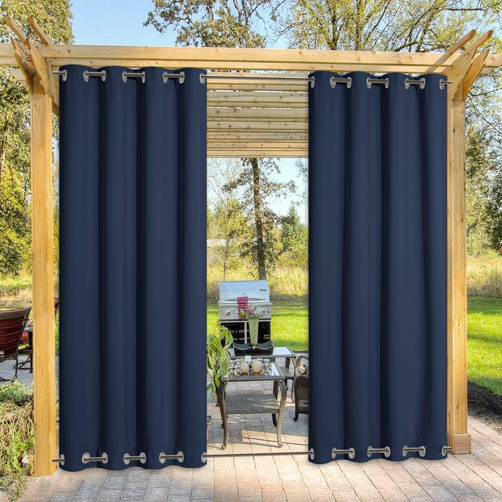 Outdoor Curtain for Patio Waterproof, Rustproof Top and Bottom Grommet Windproof
